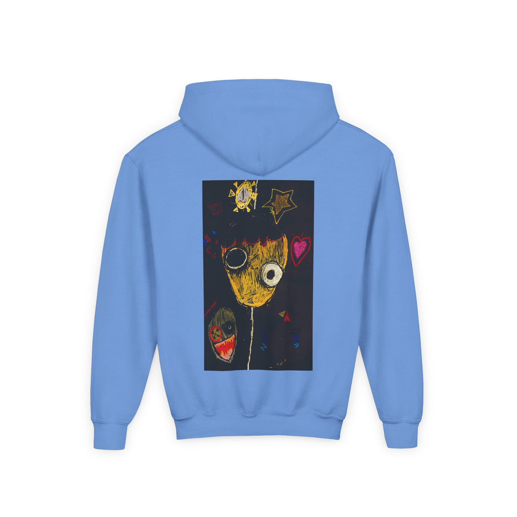 Youth Hoodie — Playful Smiley Monster Art Sweatshirt