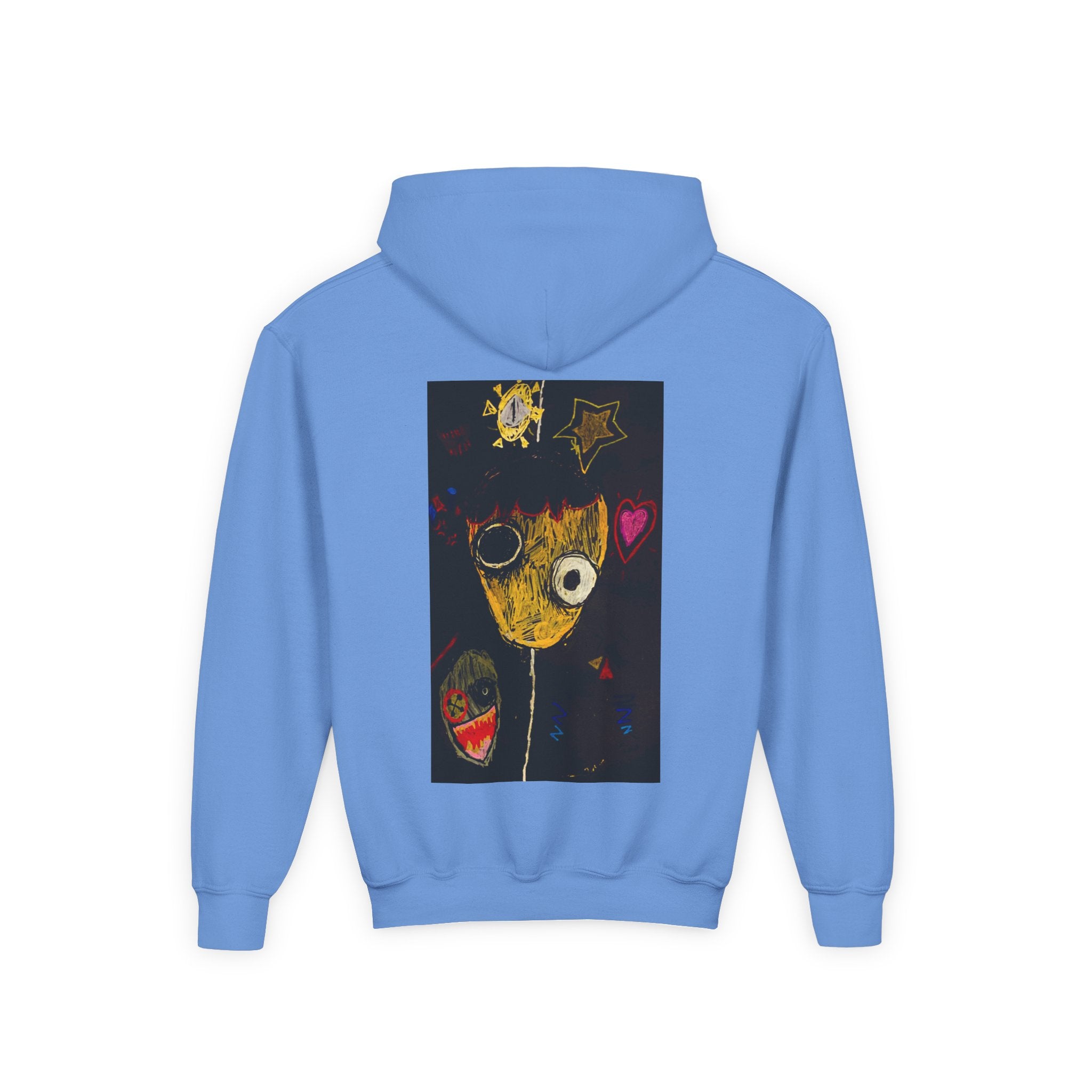 Youth Hoodie — Playful Smiley Monster Art Sweatshirt