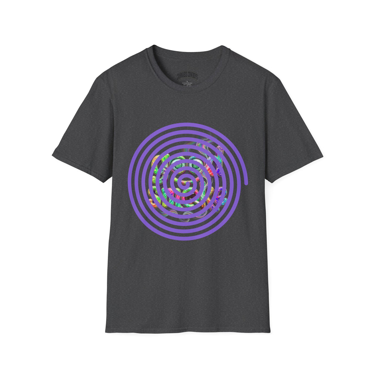Spiral Vortex Floral T-Shirt — Purple Concentric Circle Graphic Tee