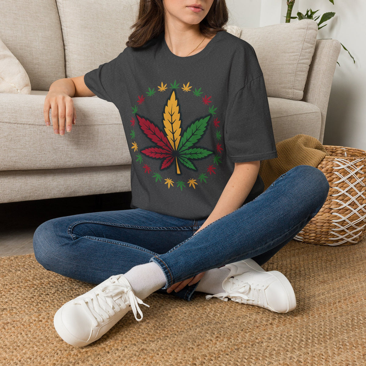 Rasta Cannabis Leaf T-Shirt – Reggae Red Yellow Green Marijuana Tee