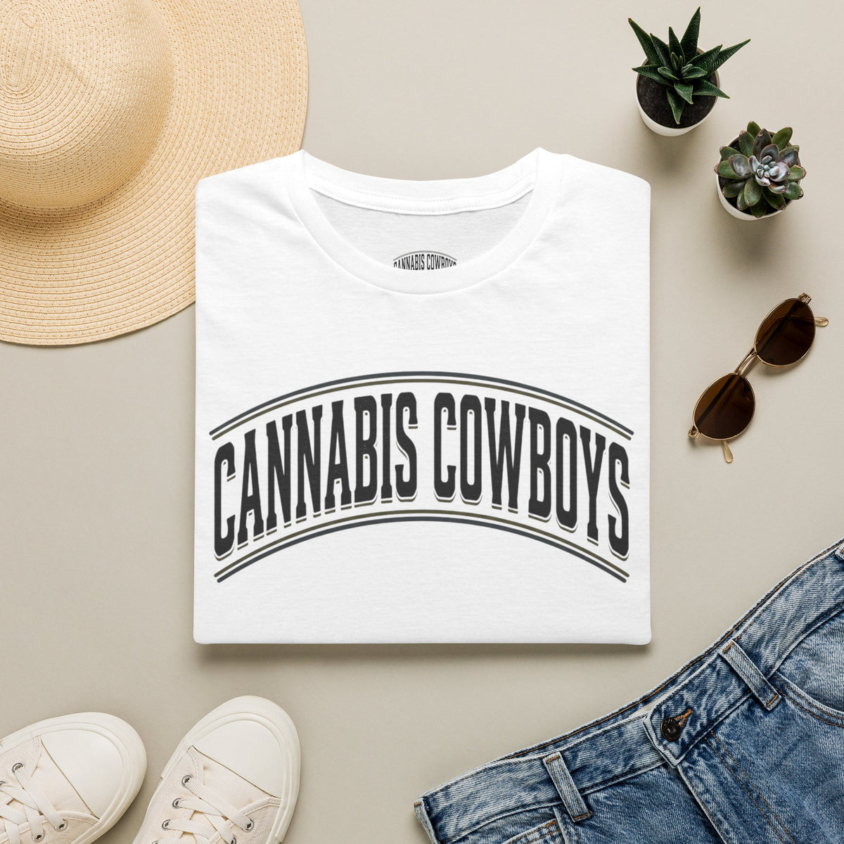 Cannabis Cowboys T-Shirt — Minimalist Cannabis Leaf Tee