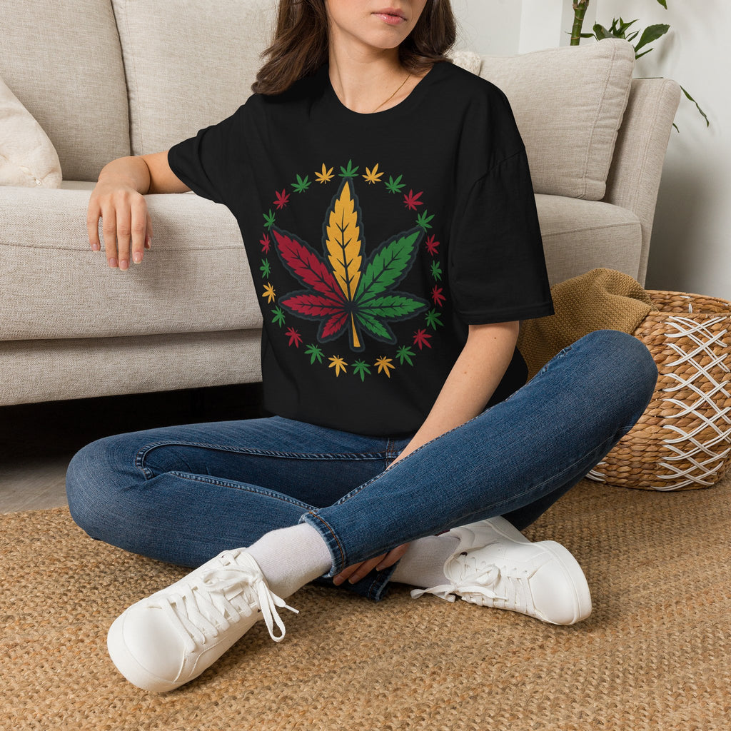 Rasta Cannabis Leaf T-Shirt – Reggae Red Yellow Green Marijuana Tee