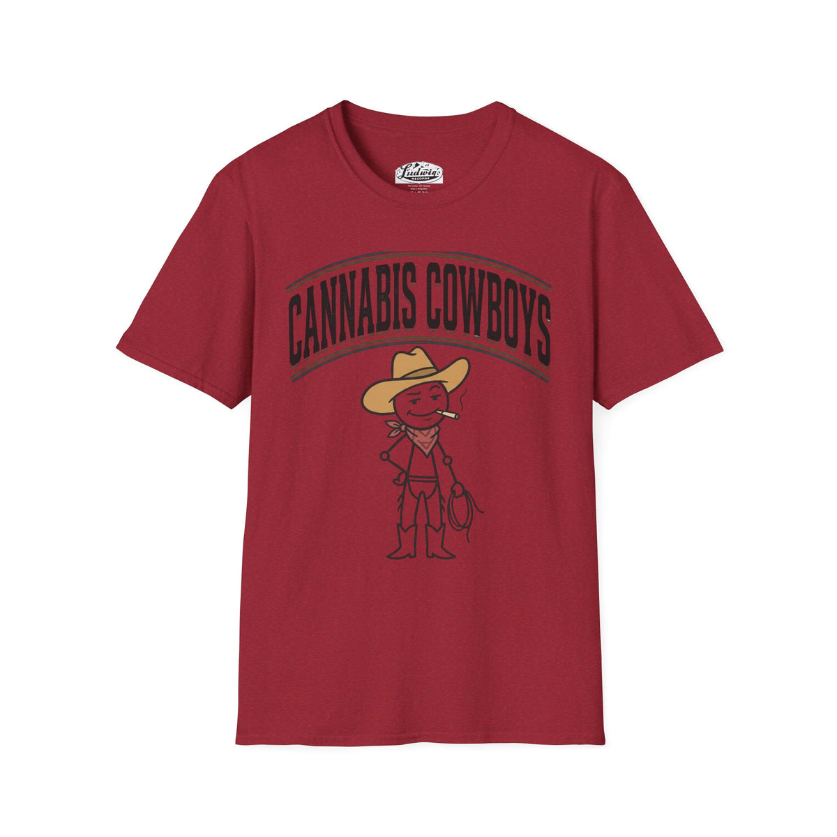 Cowboy Character T-Shirt — Cute Western Smoking Stick Figure Tee