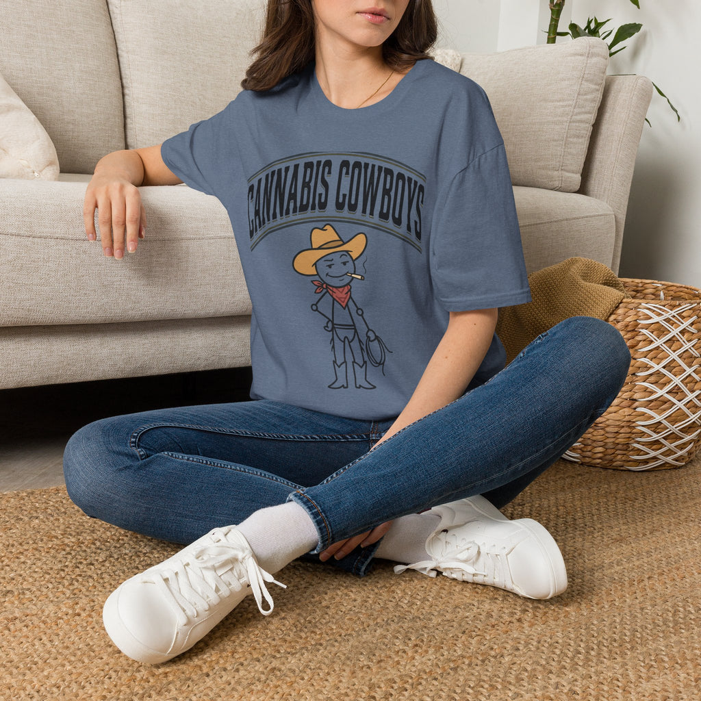 Cowboy Character T-Shirt — Cute Western Smoking Stick Figure Tee