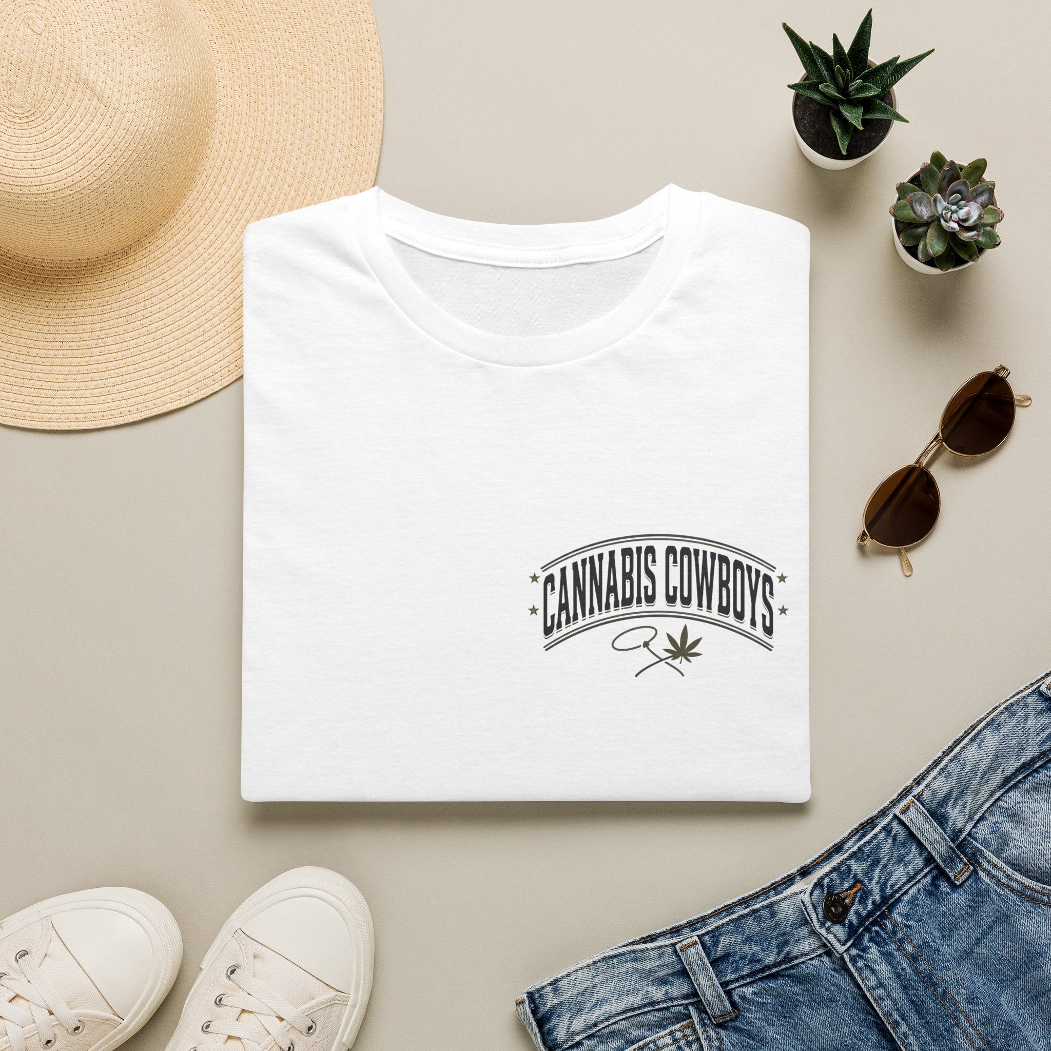 Cannabis Cowboys Pocket Logo T-Shirt — Minimal Stoner Western Tee