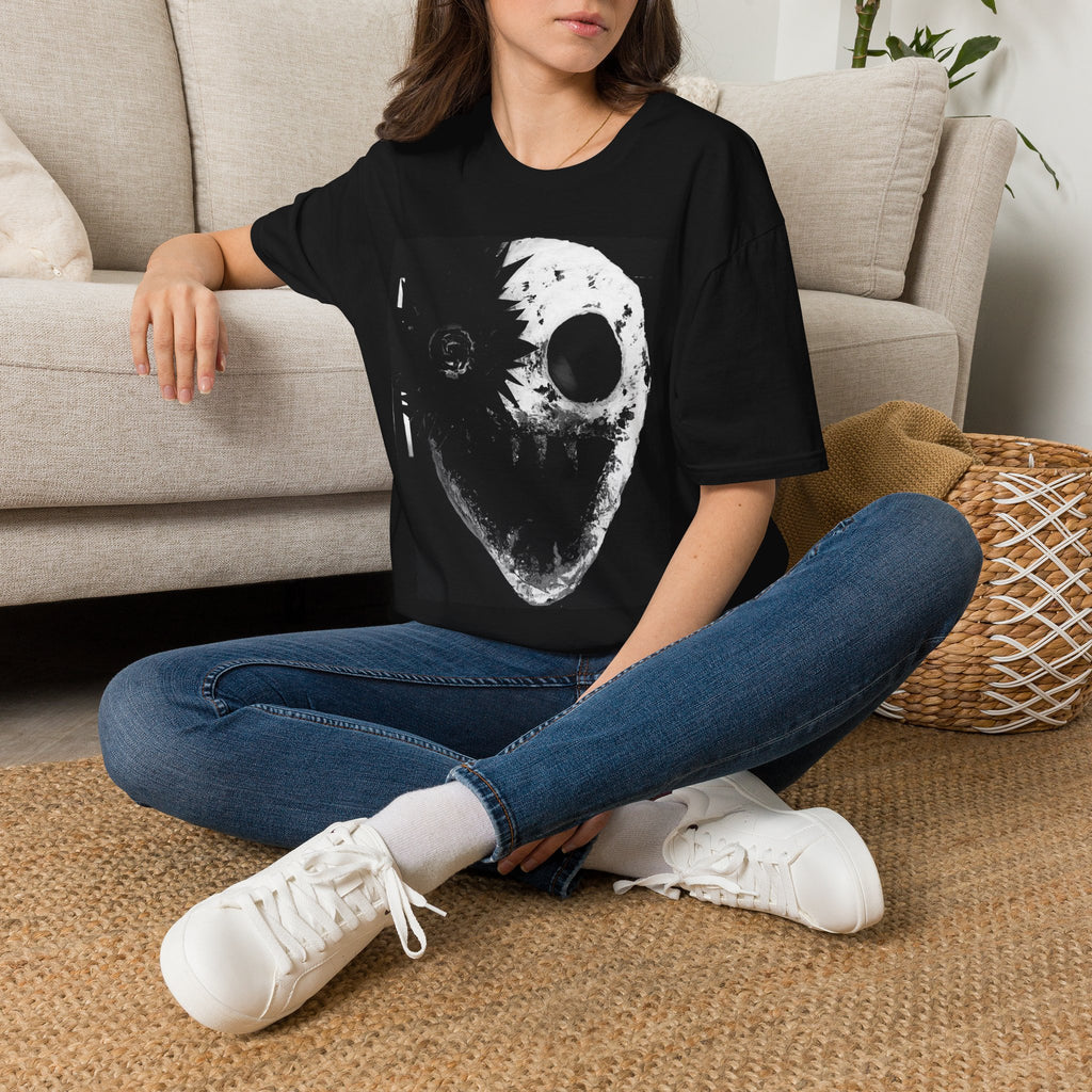Hockey Mask Horror T-Shirt — Distressed Black & White Mask Graphic