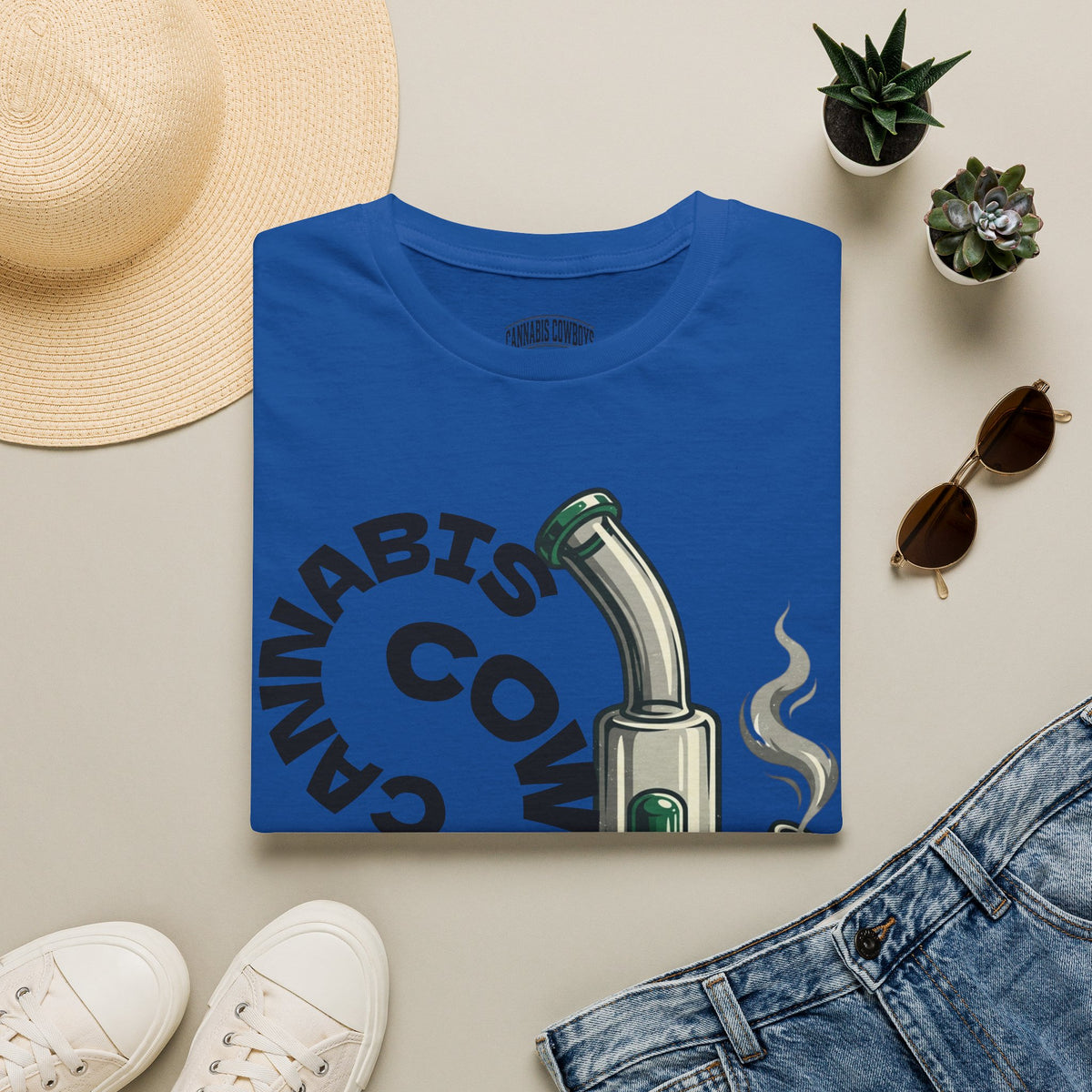 Cannabis Bong Graphic T-Shirt — ‘Cannabis Cowboys’ Retro Weed Tee