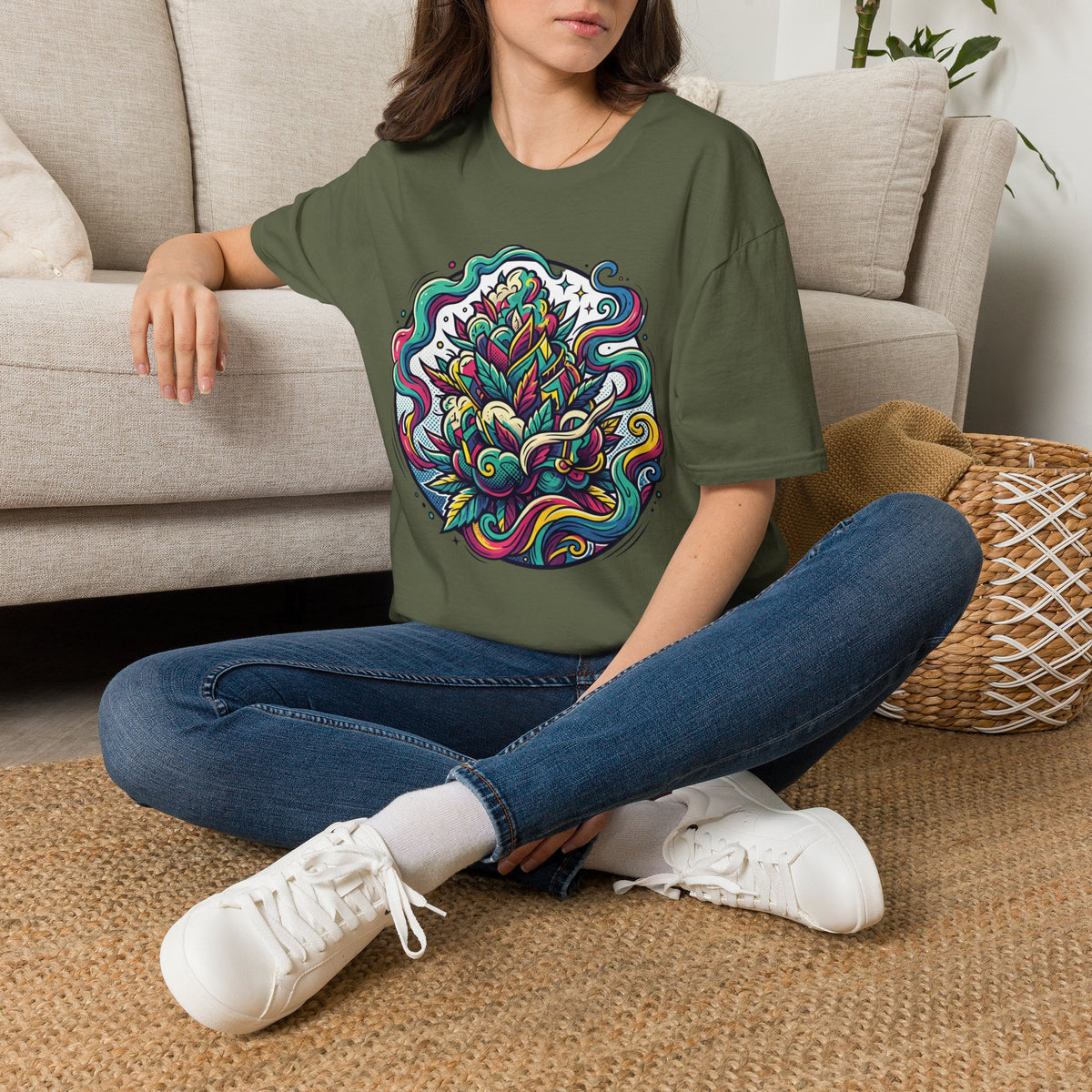 Psychedelic Botanical Tee — Colorful Abstract Floral Mandala T-Shirt
