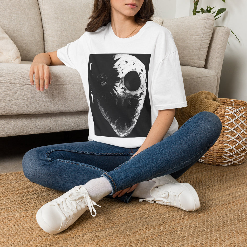 Hockey Mask Horror T-Shirt — Distressed Black & White Mask Graphic