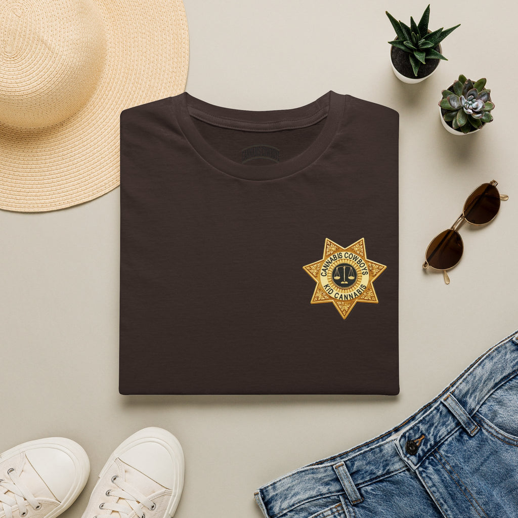 Sheriff Badge Pocket T‑Shirt — Vintage Law Enforcement Star Chest Tee