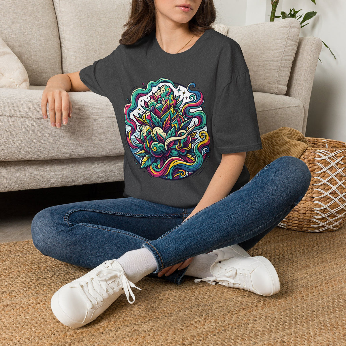 Psychedelic Botanical Tee — Colorful Abstract Floral Mandala T-Shirt
