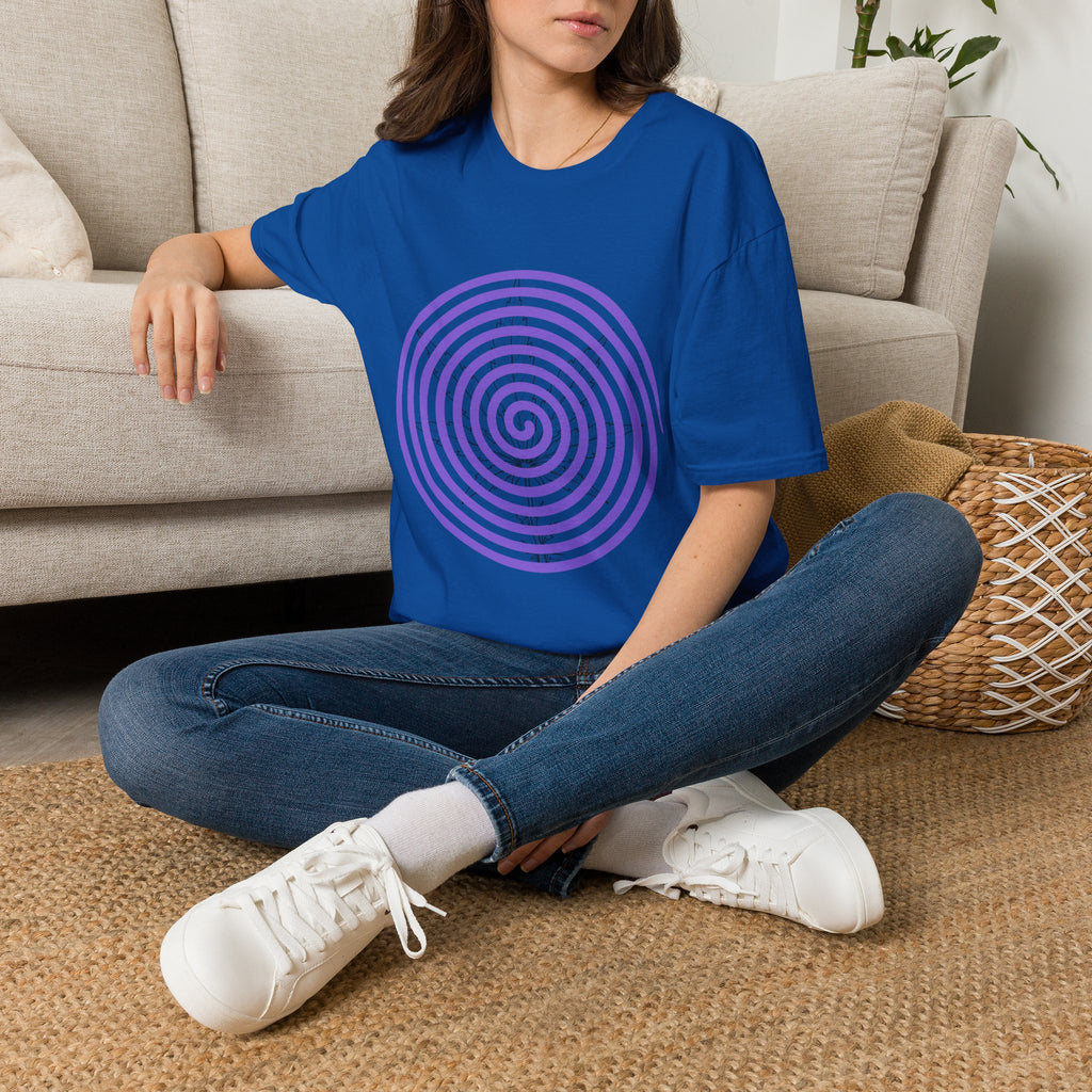 Spiral Target Graphic T-Shirt — Purple Concentric Circles Trendy Tee