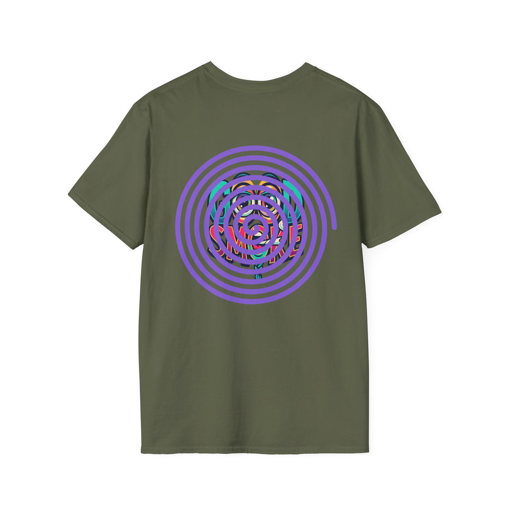 Spiral Vortex Floral T-Shirt — Purple Concentric Circle Graphic Tee