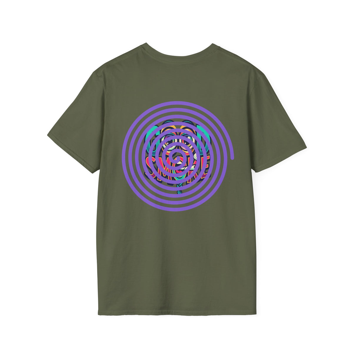 Spiral Vortex Floral T-Shirt — Purple Concentric Circle Graphic Tee