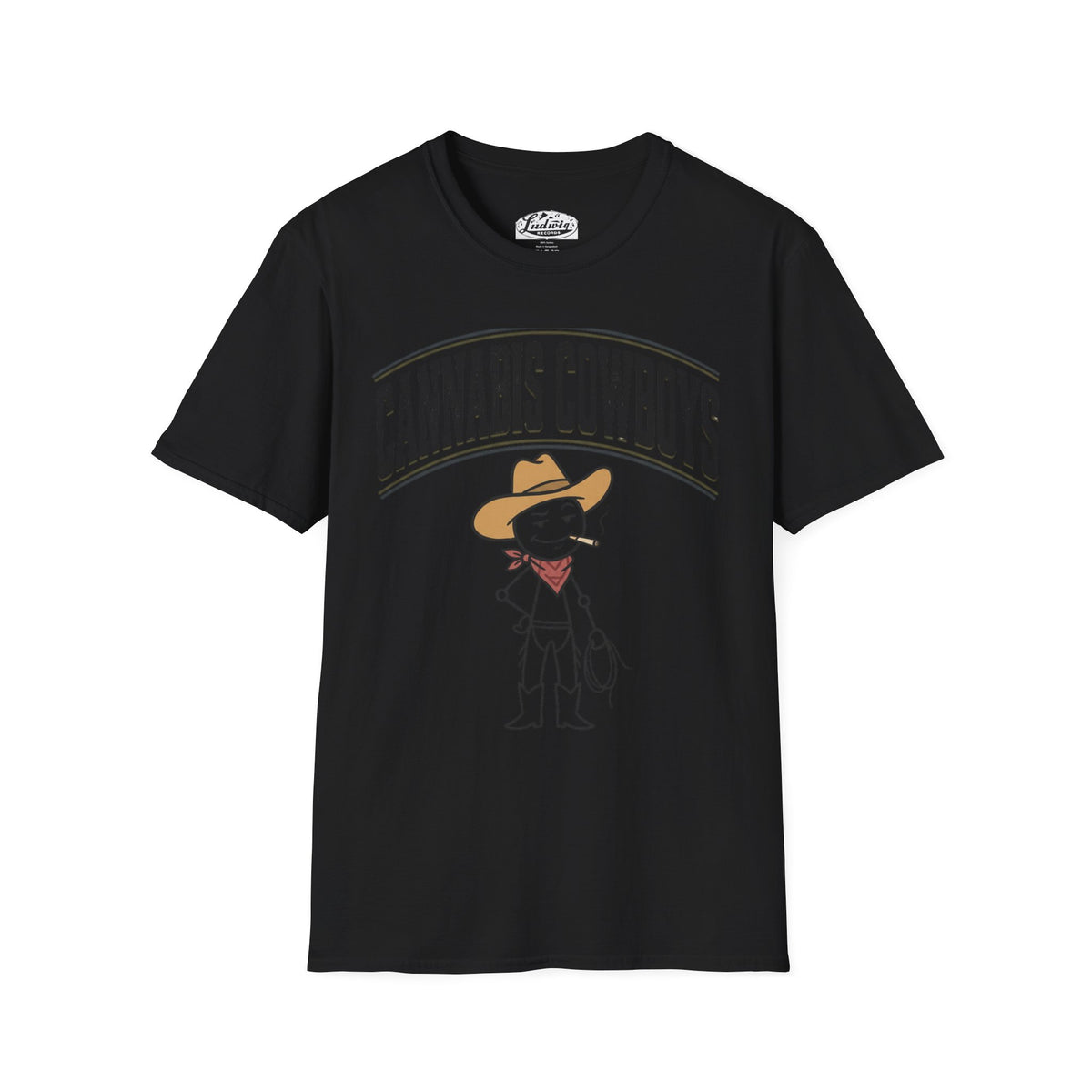 Cowboy Character T-Shirt — Cute Western Smoking Stick Figure Tee