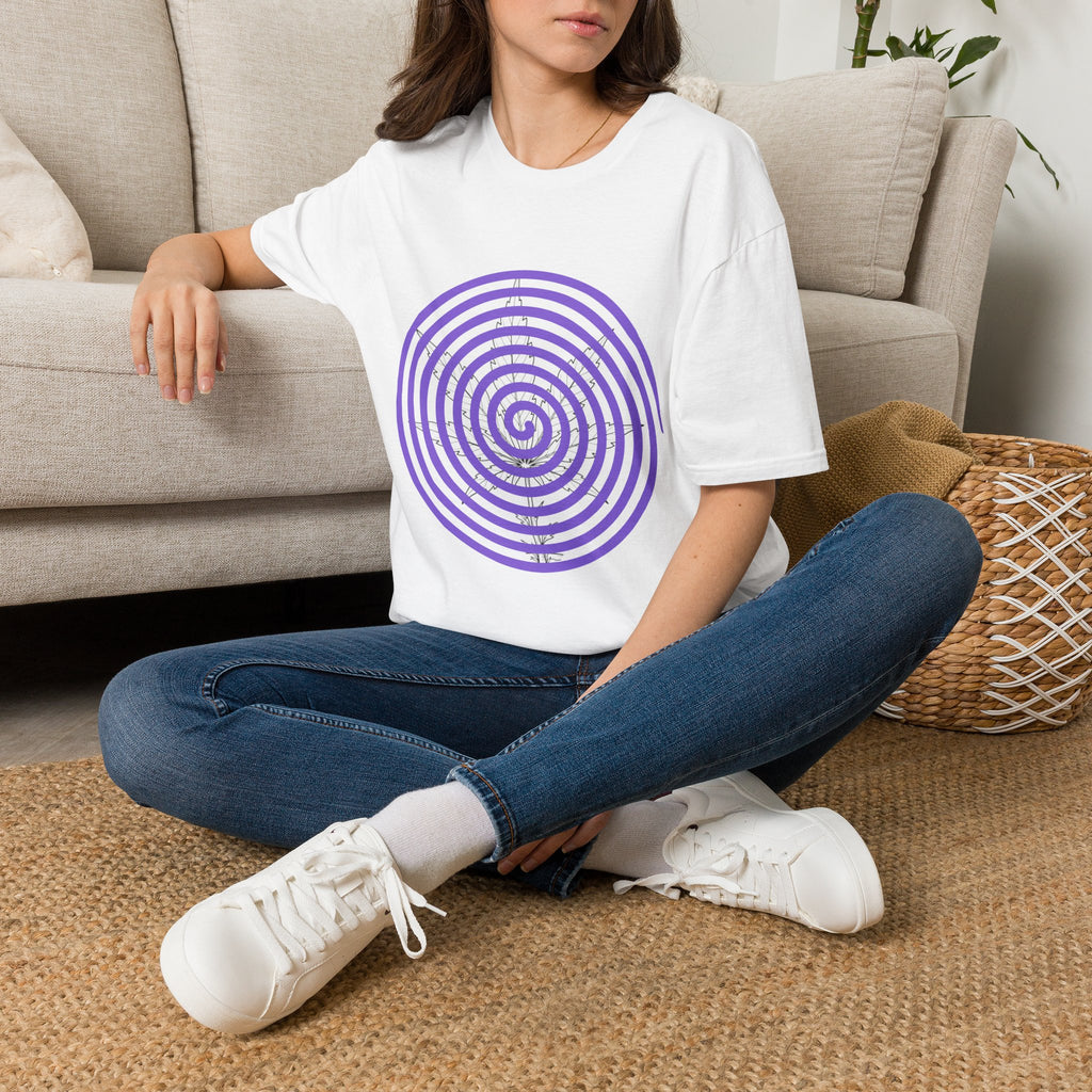 Spiral Target Graphic T-Shirt — Purple Concentric Circles Trendy Tee