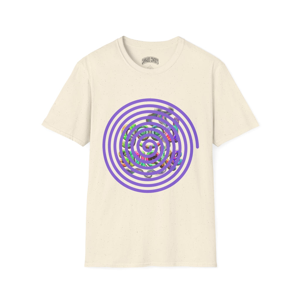 Spiral Vortex Floral T-Shirt — Purple Concentric Circle Graphic Tee