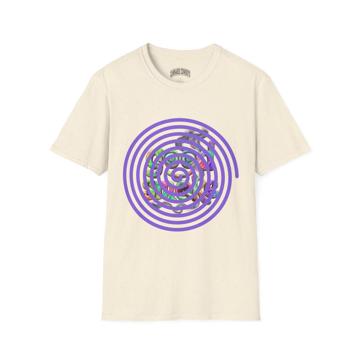 Spiral Vortex Floral T-Shirt — Purple Concentric Circle Graphic Tee