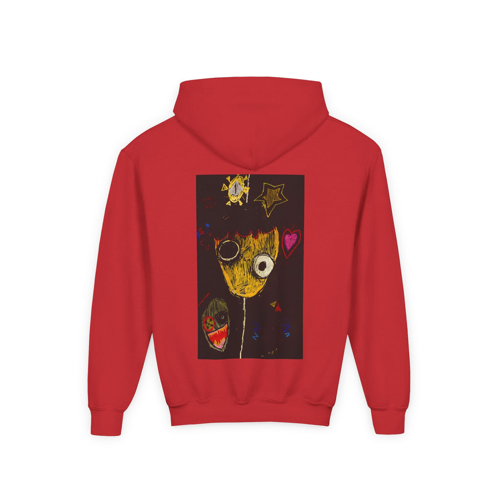 Youth Hoodie — Playful Smiley Monster Art Sweatshirt