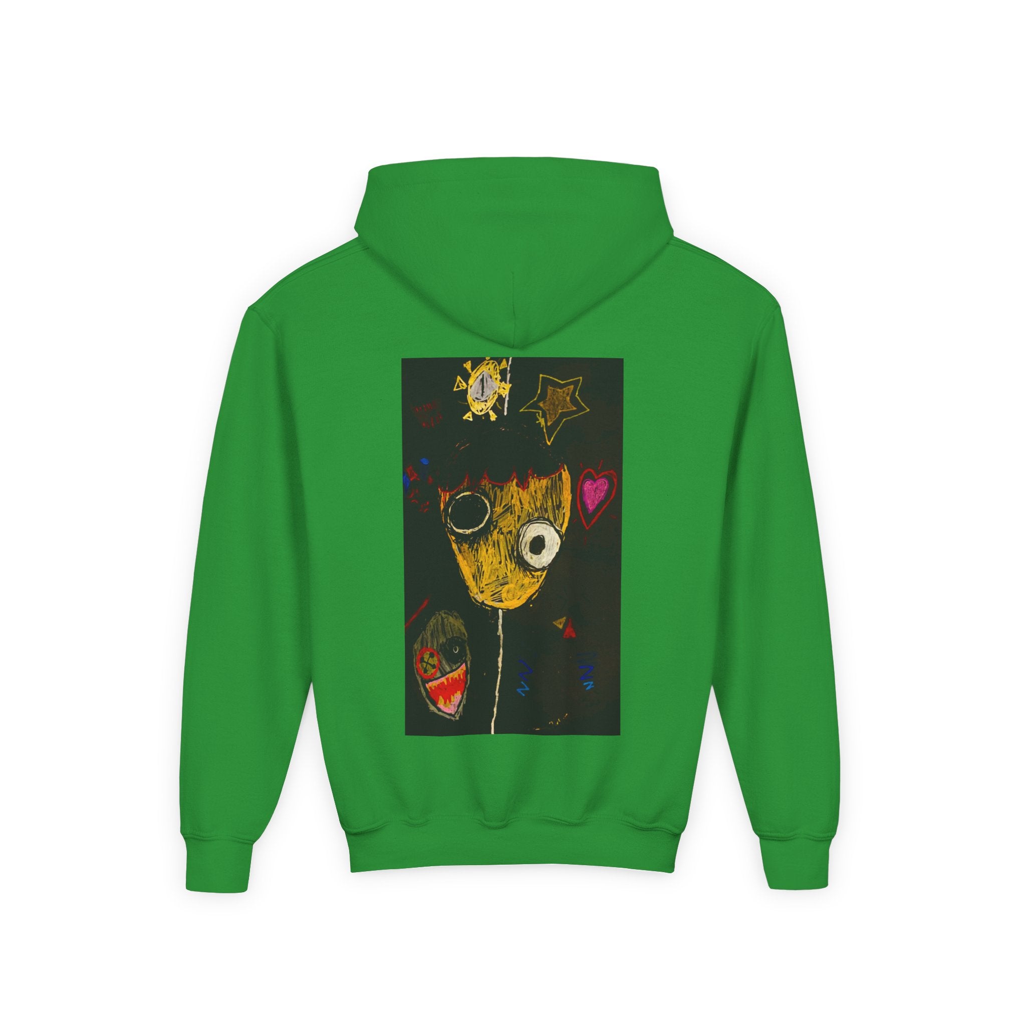 Youth Hoodie — Playful Smiley Monster Art Sweatshirt