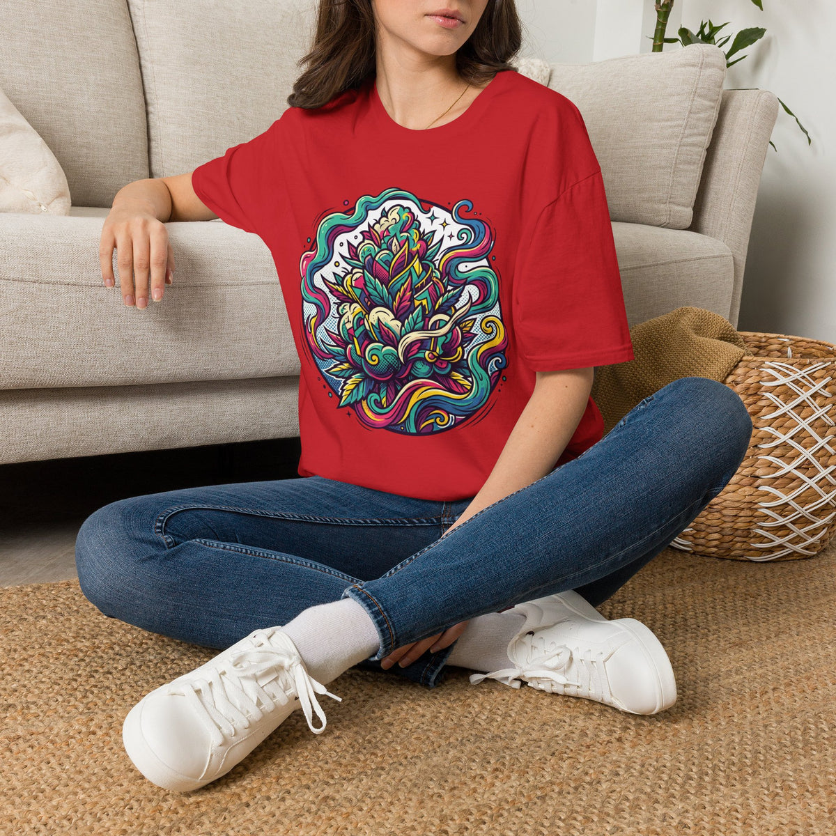 Psychedelic Botanical Tee — Colorful Abstract Floral Mandala T-Shirt
