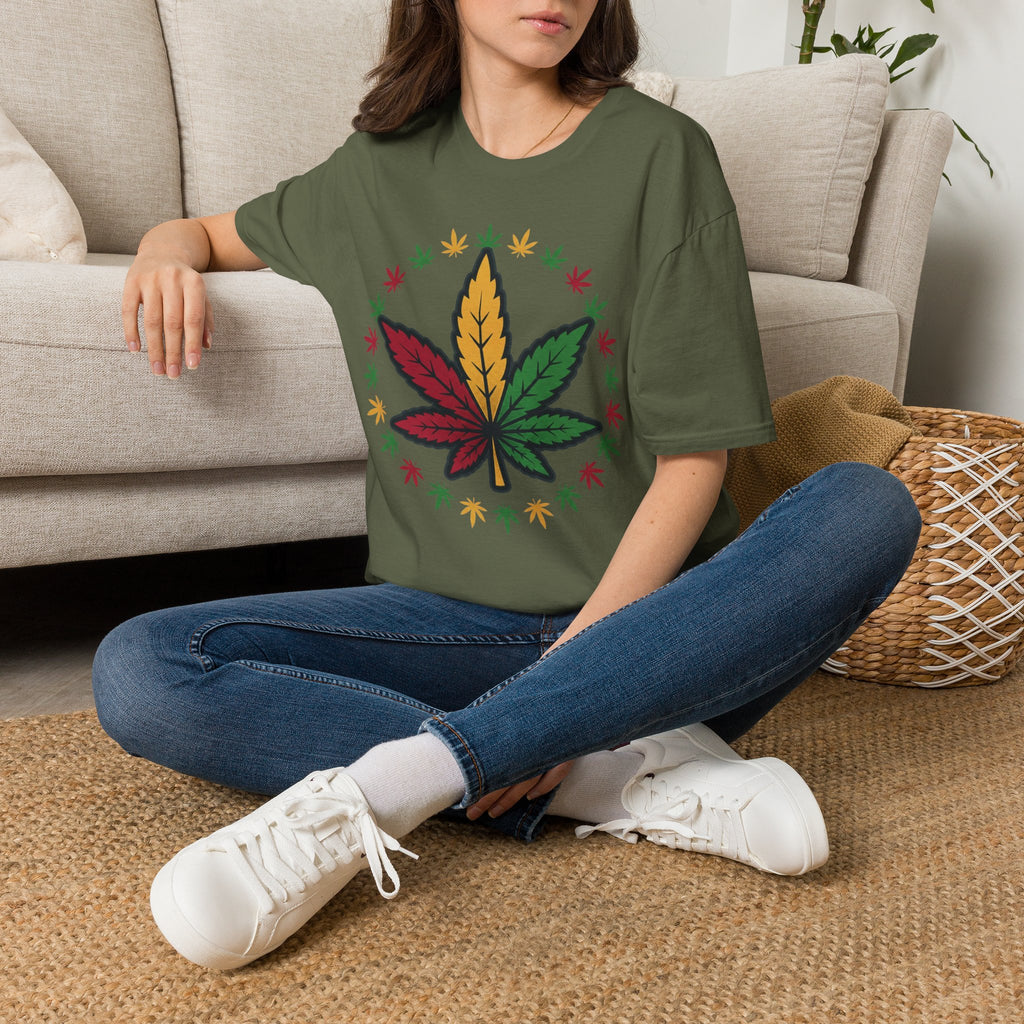 Rasta Cannabis Leaf T-Shirt – Reggae Red Yellow Green Marijuana Tee