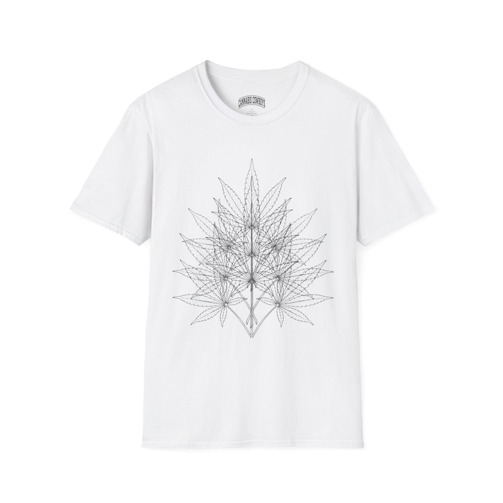 Cannabis Leaf Line Art T-Shirt — Minimal Hemp Botanical Graphic Tee