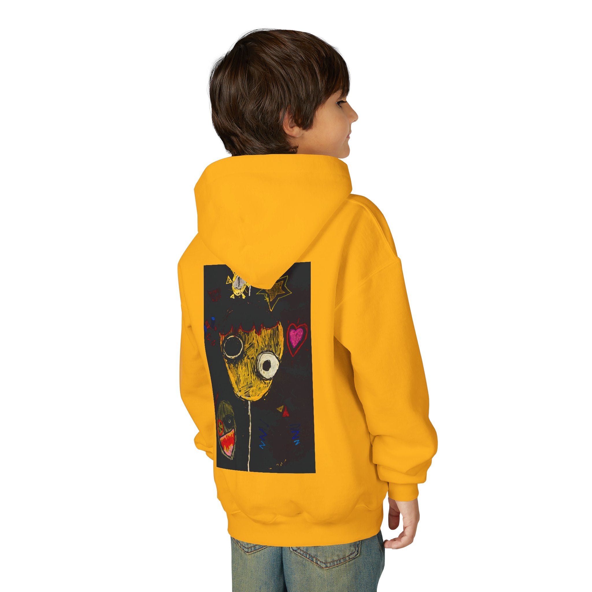 Youth Hoodie — Playful Smiley Monster Art Sweatshirt