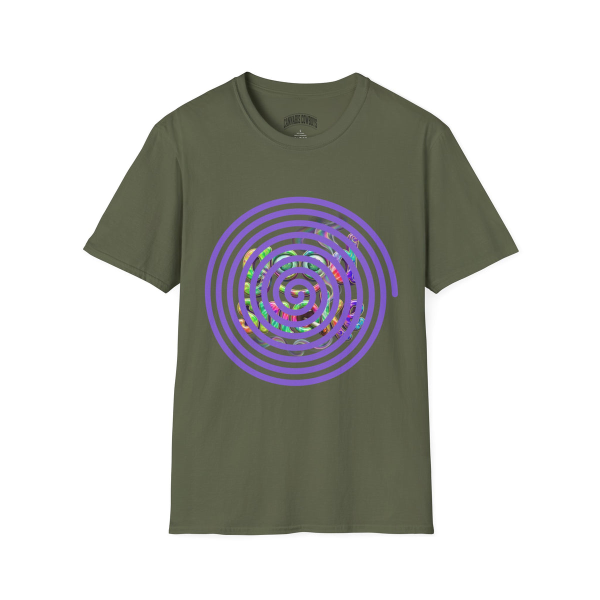 Spiral Vortex Floral T-Shirt — Purple Concentric Circle Graphic Tee