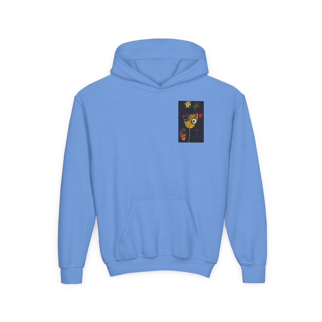 Youth Hoodie — Playful Smiley Monster Art Sweatshirt