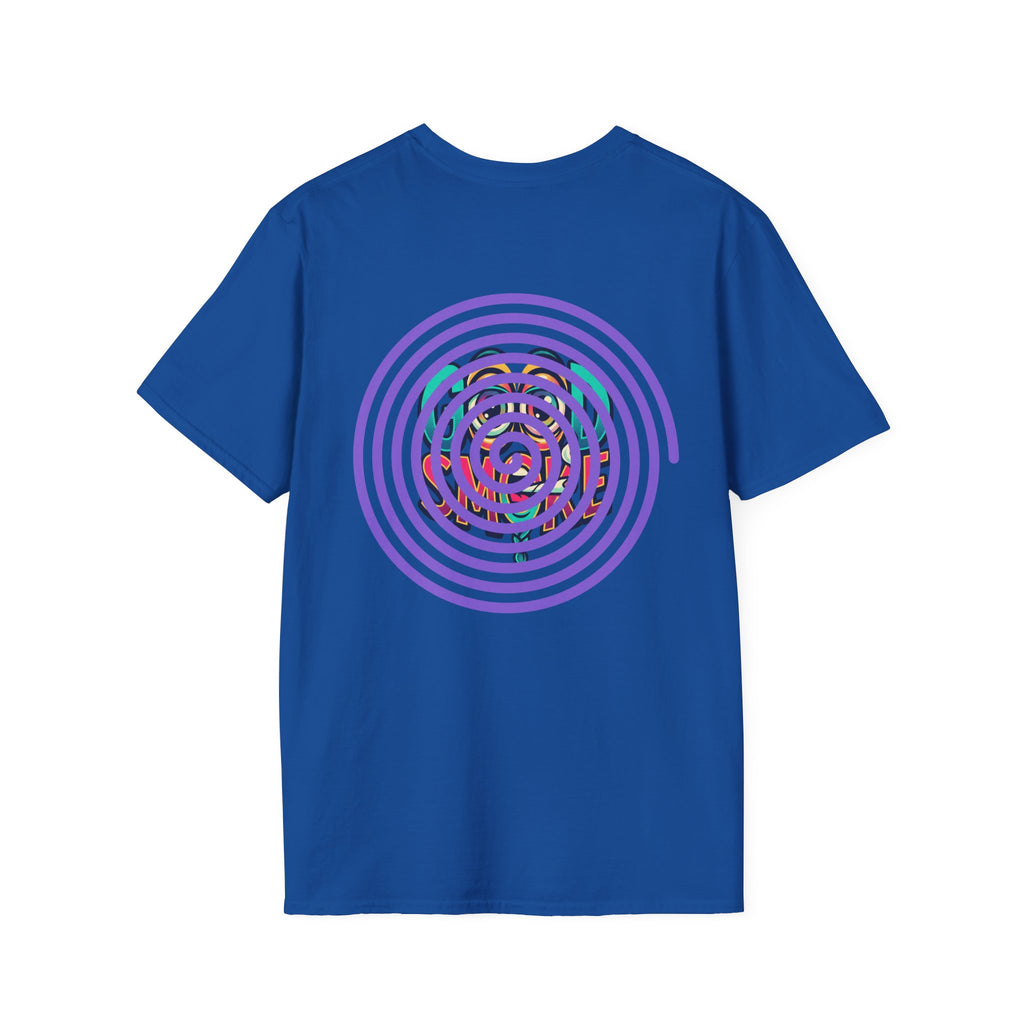 Spiral Vortex Floral T-Shirt — Purple Concentric Circle Graphic Tee