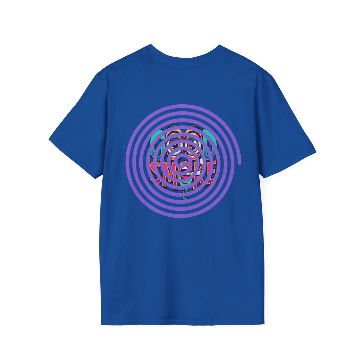 Spiral Vortex Floral T-Shirt — Purple Concentric Circle Graphic Tee