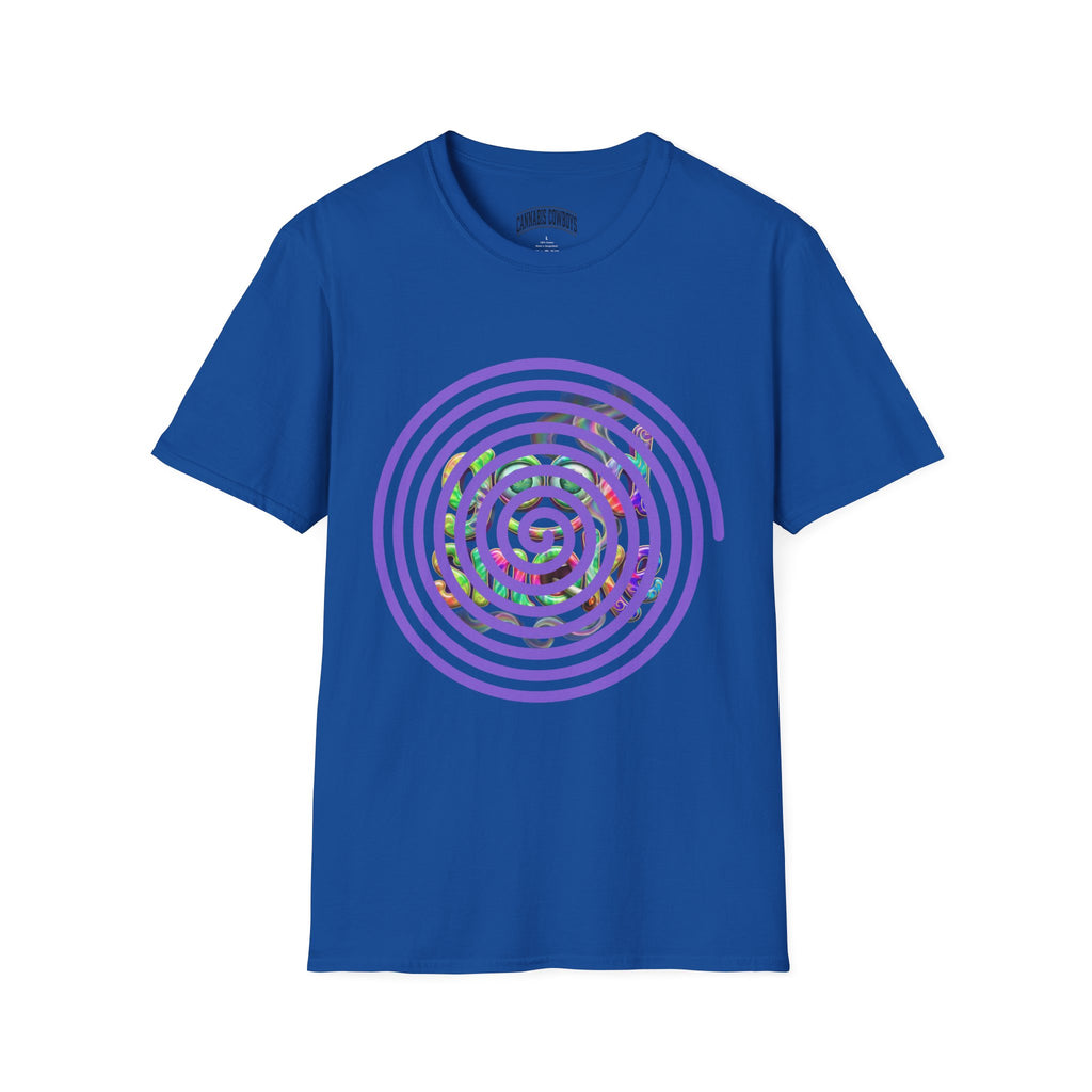 Spiral Vortex Floral T-Shirt — Purple Concentric Circle Graphic Tee