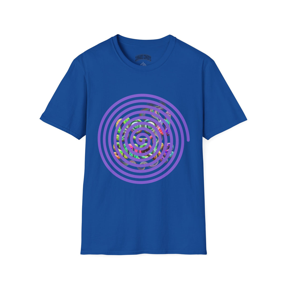 Spiral Vortex Floral T-Shirt — Purple Concentric Circle Graphic Tee