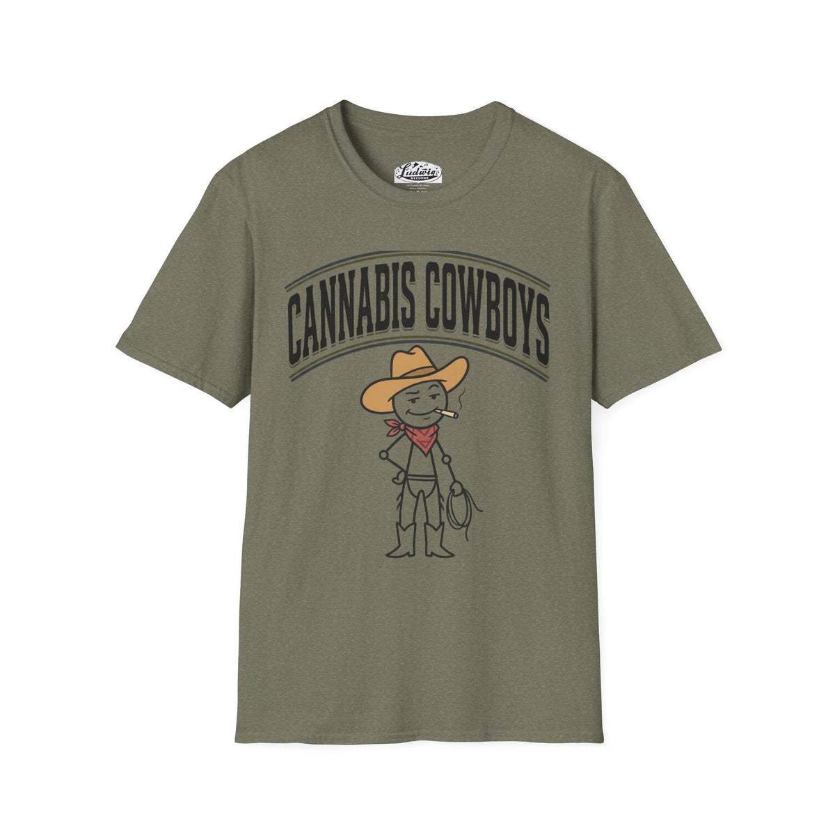 Cowboy Character T-Shirt — Cute Western Smoking Stick Figure Tee