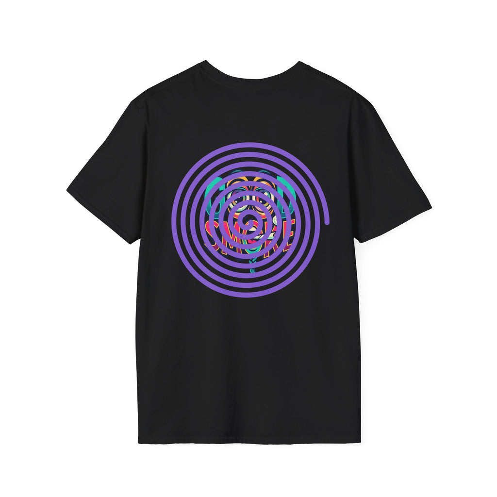 Spiral Vortex Floral T-Shirt — Purple Concentric Circle Graphic Tee