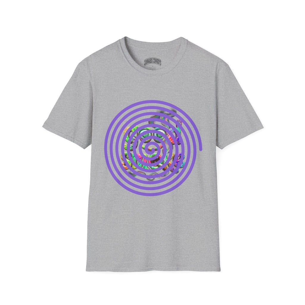Spiral Vortex Floral T-Shirt — Purple Concentric Circle Graphic Tee