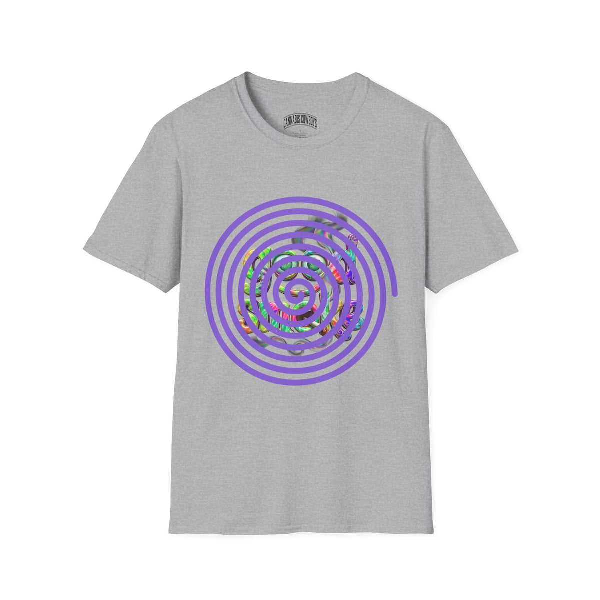 Spiral Vortex Floral T-Shirt — Purple Concentric Circle Graphic Tee