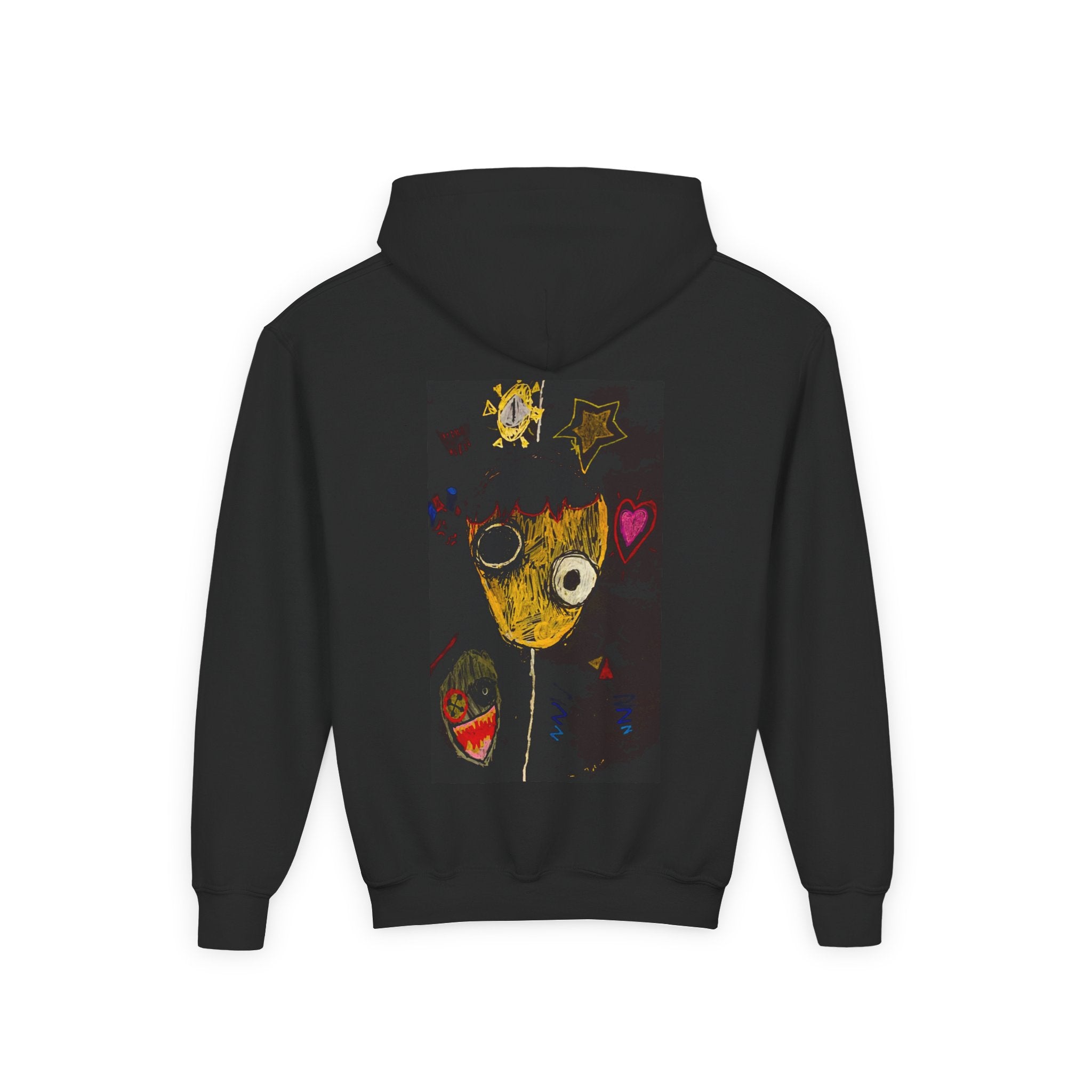 Youth Hoodie — Playful Smiley Monster Art Sweatshirt