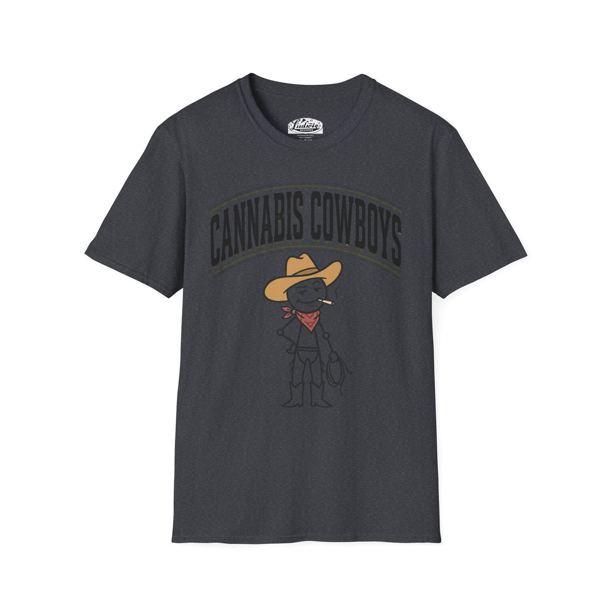 Cowboy Character T-Shirt — Cute Western Smoking Stick Figure Tee
