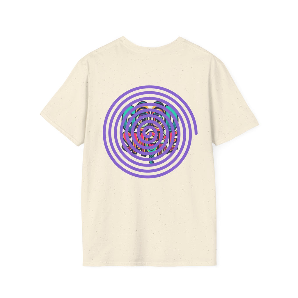 Spiral Vortex Floral T-Shirt — Purple Concentric Circle Graphic Tee