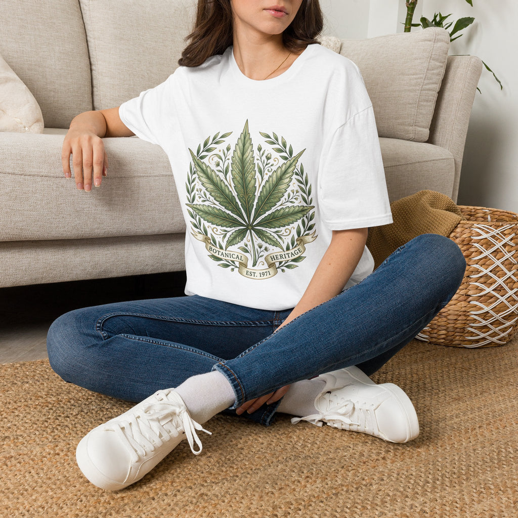 Cannabis Leaf Botanical T-Shirt — Vintage Herbal Plant Tee