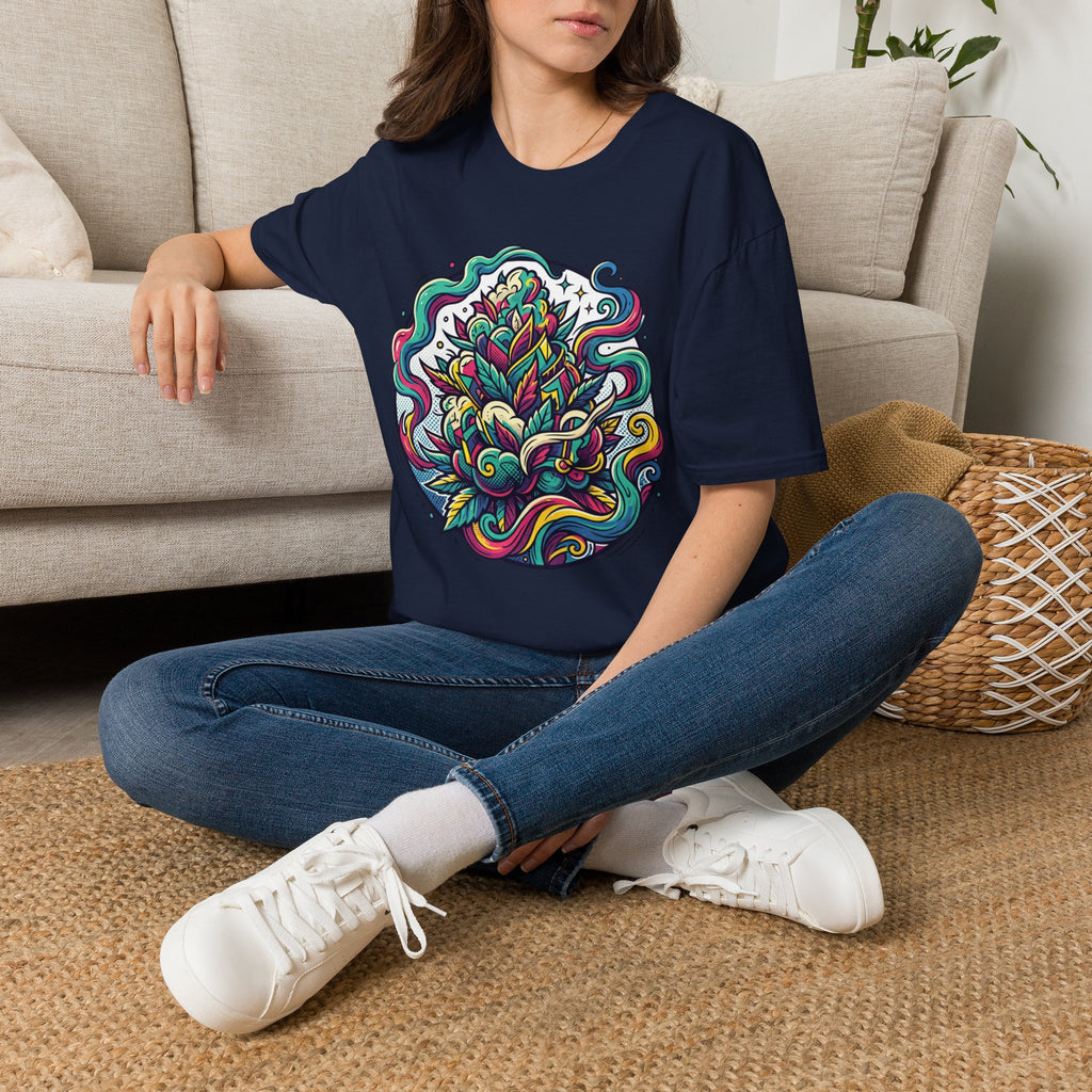 Psychedelic Botanical Tee — Colorful Abstract Floral Mandala T-Shirt