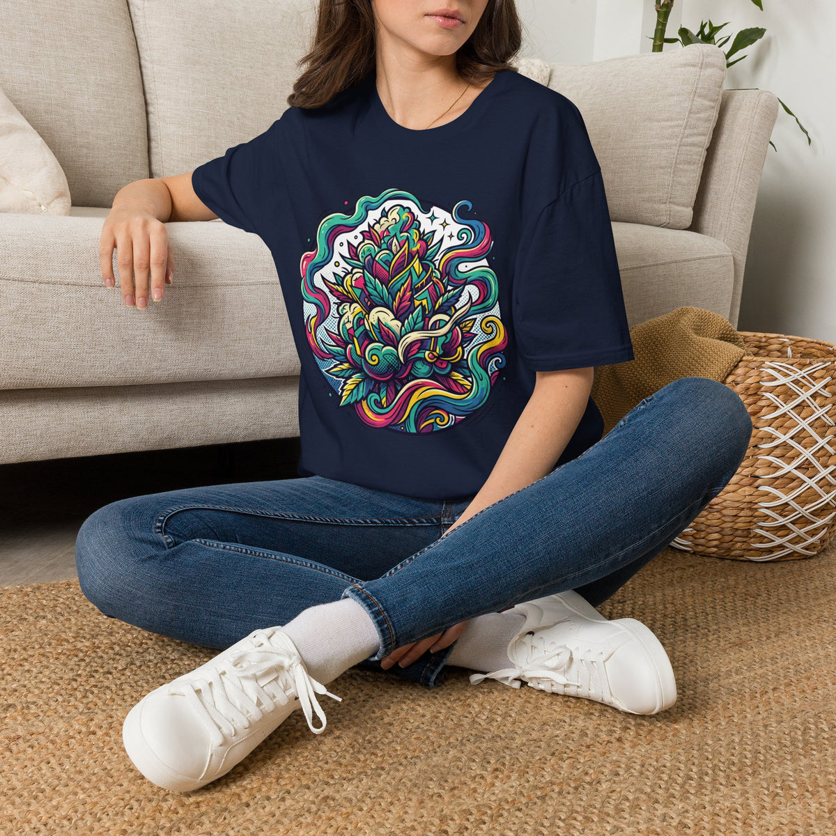 Psychedelic Botanical Tee — Colorful Abstract Floral Mandala T-Shirt
