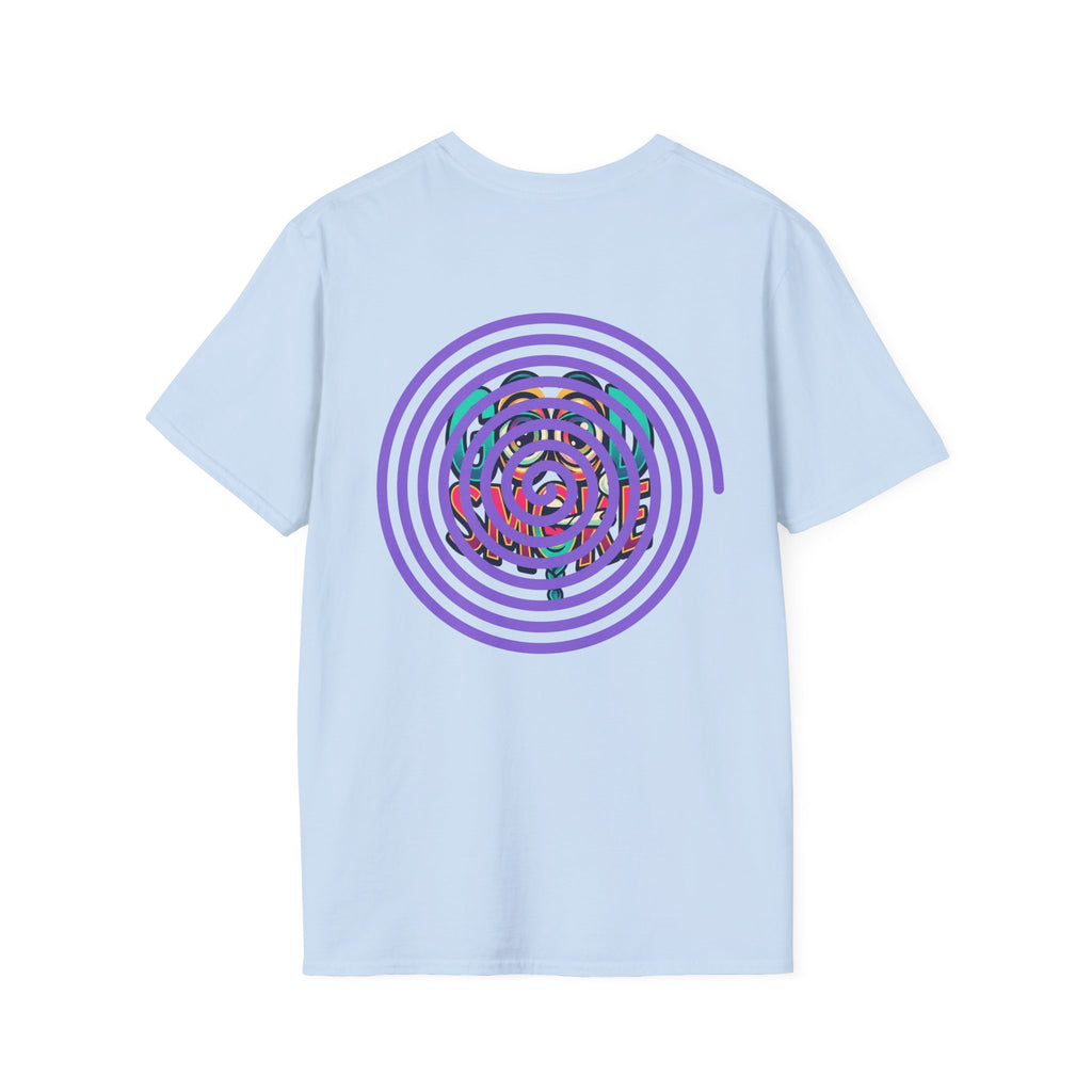 Spiral Vortex Floral T-Shirt — Purple Concentric Circle Graphic Tee