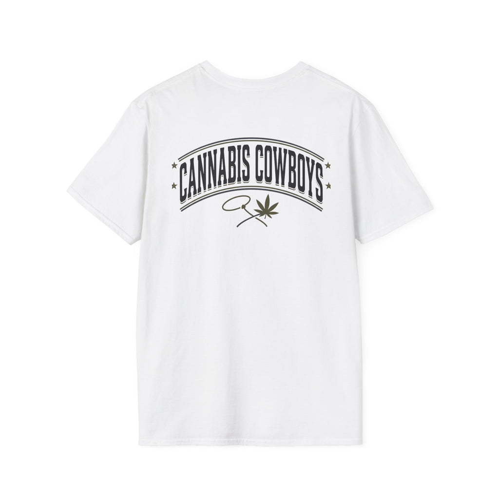 Cannabis Cowboys Pocket Logo T-Shirt — Minimal Stoner Western Tee