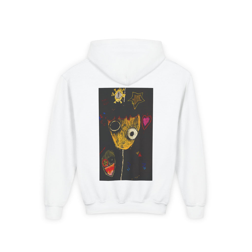 Youth Hoodie — Playful Smiley Monster Art Sweatshirt