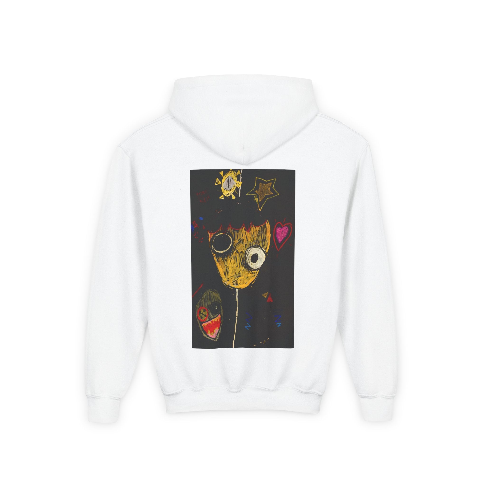 Youth Hoodie — Playful Smiley Monster Art Sweatshirt