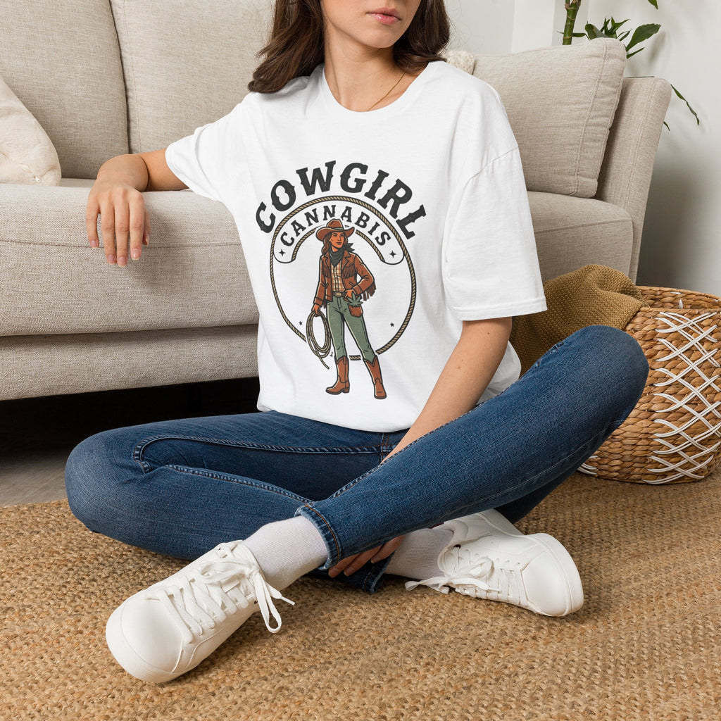 Cowgirl Cannabis T-Shirt — Vintage Western Weed Graphic Tee for Women