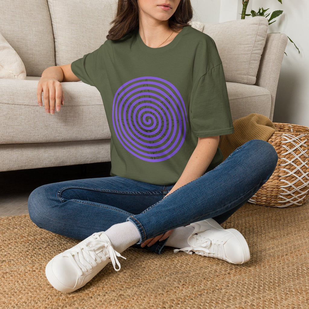 Spiral Target Graphic T-Shirt — Purple Concentric Circles Trendy Tee